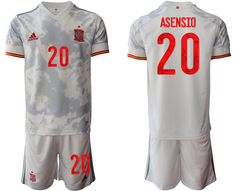 Men 2021 European Cup Spain away white #20 Soccer Jersey